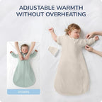 Rayon Made from Bamboo Sleep Sack 6-12 Months, Detachable Sleeves - Adjustable Warmth to Prevent Overheating, 1.0 TOG Breathable Wearable Blanket Toddler Sleeping Bag, Safe for Night Sleep - Image 3