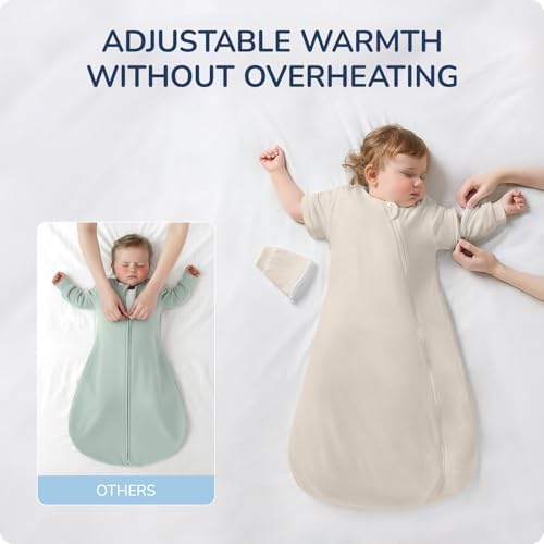 Rayon Made from Bamboo Sleep Sack 6-12 Months, Detachable Sleeves - Adjustable Warmth to Prevent Overheating, 1.0 TOG Breathable Wearable Blanket Toddler Sleeping Bag, Safe for Night Sleep - Image 3