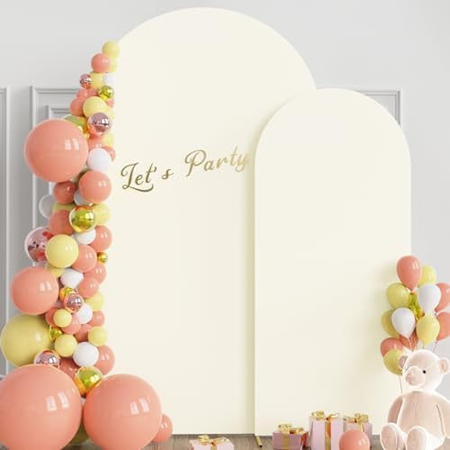 Wokceer Arch Backdrop Cover 7.2FT, 6FT Ivory Arch Covers Stretchy Backdrop - Image 4