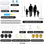 2 Sets Black and Gold Balloon Column Stand Kit with 100 Balloons Summer Adjustable Balloon Tower Stand with Bases for Floor Balloons Column Kit for Birthday Engaged Wedding Back to Shool Party Decor - Image 2