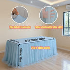 2-Pack Blue 2-in-1 Tulle Tablecloth for 6-Foot Rectangular Table - Image 2