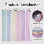 6 Panels,Pastel Rainbow Backdrop Curtains Sheer Curtain Panel,Bright Color - Image 2