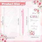 60 Sets It's a Girl Pens for Guests Girl Party Favors Retractable Ballpoint Pen with Bookmarks Black Ink Gender Reveal Souvenirs Prizes Supplies - Image 2