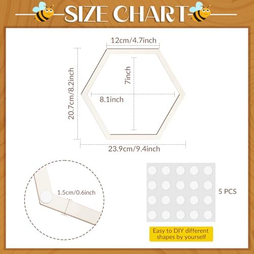 Gerrii 36 Pcs Honeycomb Decorations Hexagon Wood Hive Decor, 8.2 Inch - Image 2