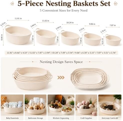 Gift Basket Kit Set of 5, Woven Rope Baskets for DIY Gifts - Image 7