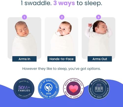 HALO 100% Cotton Sleepsack Swaddle, 3-Way Adjustable Wearable Blanket, TOG 1.5, Cream, Small, 3-6 Months - Image 3
