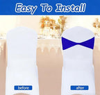 Spandex Royal Blue Chair Sashes Bows 60 Pcs Blue Chair Sashes Elastic Chair Cover Bands Ties Without Buckle for Wedding Birthday Party Ceremoney Events Decoration - Image 4