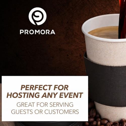 Promora 16 oz Natural Cream Disposable Coffee Cups with Lids & Sleeves, Hot Coffee Cup Sleeves Disposable, Premium Insulated To Go Coffee Paper Cups with Lids & Sleeves (16 oz, Pack of 100) - Image 5