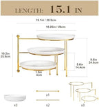 MALACASA Round 3 Tier Serving Tray, 10 Inch White Porcelain Dessert Stand - Image 2