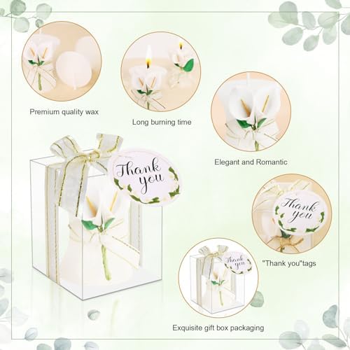 24 Pack Wedding Favors Bridal Shower Favors Candles Calla Lily Style Candle Favors Gift Boxed with Thanks Cards Return Gifts Wedding Party Favors for Guests Return Gifts Keepsakes Giveaways - Image 4