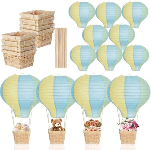 Meooeck 8 Sets Blue Yellow Green Hot Air Balloon Table Centerpieces Decor by Meooeck