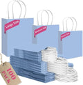 qiqee 100PCS Gift Bag with Handles Bulk Light Blue Paper Bags Assorted Sizes(33pcs Large 13",33pcs Medium 11",34pcs Small 8") by Qiqee