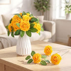 100 Pcs Artificial Rose Flowers, Yellow - Image 3