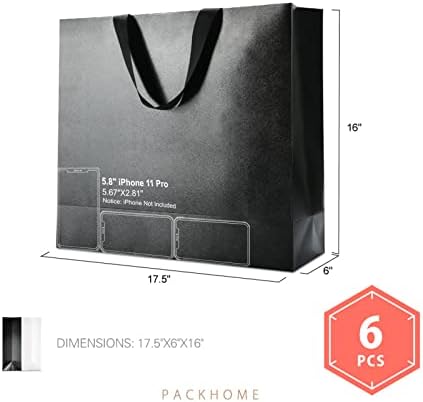 PACKHOME 6 Extra Large Black Gift Bags with Handles 17.5x6x16in - Image 6