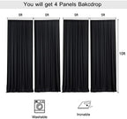 20ft x 10ft Wrinkle Free Black Backdrop Curtains for Parties, 4 Panels 5x10ft Silky Polyester Black Photo Backdrop Drapes for Wedding Graduation Birthday Party Photography Background - Image 5