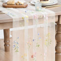 Artoid Mode 6PC Floral Milky White Embroidery Table Runner 120 Inch 10FT by ArtoidMode