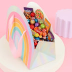 AmazingSpark 24 Pcs Rainbow Party Favor Bags 7.9 x 6.7 x 3.9 Inch Rainbow Gift Goodie Bags with Handles Colorful Treat Candy Gift Wrap for Birthday Baby Shower Wedding Party Favors Supplies - Image 3