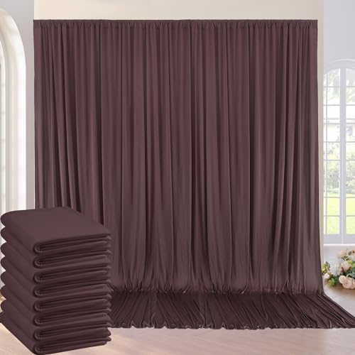 40ft×10ft Wrinkle Free Brown Backdrop Curtain for Parties, 8 Panels 5×10ft Soft Silky Polyester Umber Photo Backdrop Drapes for Teddy Bear Themed Birthday Party Baby Shower Wedding Photography by ENJOYYOURPARTY