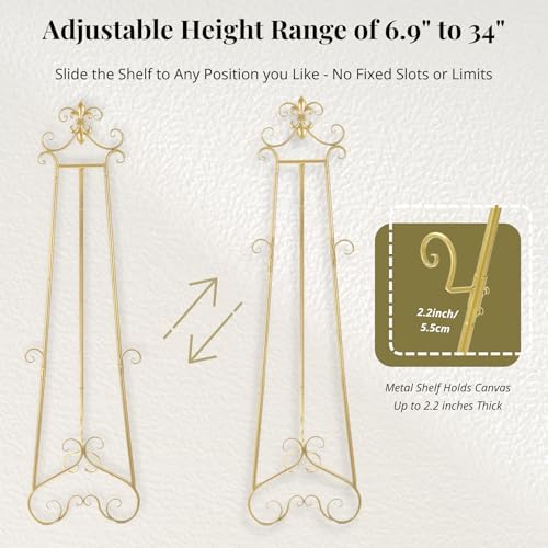 60” H Gold Easel Stand for Sign Large Adjustable Metal - Image 5