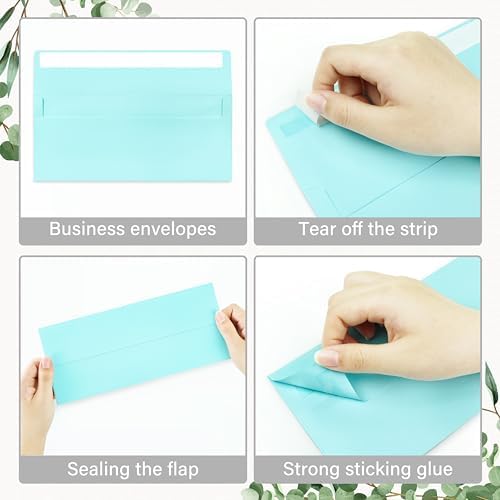 200 Pack #10 Light Blue Envelopes Letter Size Self Seal Business Envelopes - Image 4