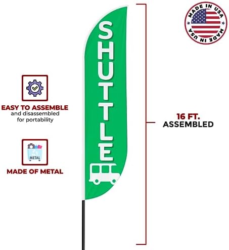 Shuttle Sign Feather Flag Pole Kit for Outdoor by Mavis Printing | 15 FEET Long Polyester Outdoor Banner Flag for Easy Hang | HD Print Swooper Flag Pole Mount to Celebrate Shuttle | Made in USA - Image 5