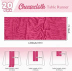 20 Pack Hot Pink Table Runner 17 x 108inch Cheesecloth Table Runner Rustic Boho Gauze Sheer Fabric Cheese Cloth Table Runners for Wedding Party Bridal Baby Shower Birthday Spring Table Decor - Image 2
