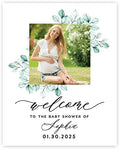 Andaz Press 16"x20" Personalized Canvas Baby Shower Welcome Sign, Custom Photo, Watercolor Greenery Gender Neutral Large Welcome Baby Shower Sign for Easel Stand, Baby Shower Decorations by AndazPress