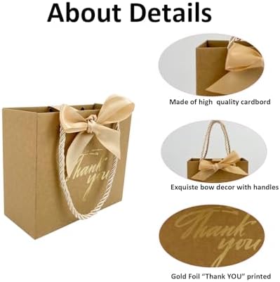 TKSBAG 50 Pack Small Thank You Gift Bags with Handles, 5.5''x 2.3''x4.7'' Mini Brown Gift Bags Bulk for Baby Shower, Birthday, Wedding, Party Favors, Fathers' Day - Image 3