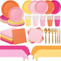 Mimorou 354 Pcs Pink Orange Yellow Plate and Napkins, Sunset Tableware Set by Mimorou