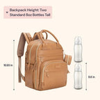 BabbleRoo Leather Diaper Bag Backpack - Baby Essentials Travel Baby Bag, Multi function, Water Resistant, with Changing Pad, Stroller Straps & Pacifier Case – Unisex, Light Brown - Image 2