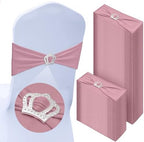 VitalCozy 100 Pcs Spandex Chair Sashes with Crown Buckle,Dusty Pink by VitalCozy