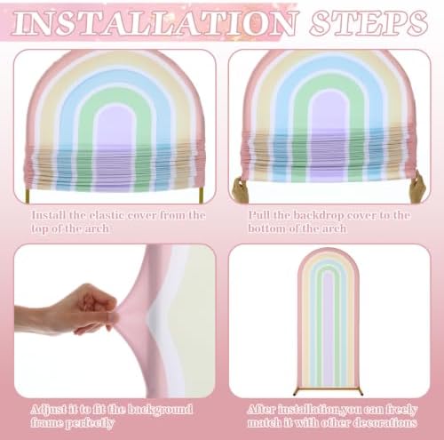 Mindsoft 2 Pcs Arch Backdrop Cover Fabric,Macaroon Pink,6ft+5ft - Image 3
