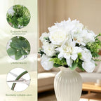 White Peonies Dahlia Artificial Flowers Bulk, 12 Bundles - Image 4