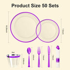 BESTSTAR 350 PCS Clear and Purple Disposable Plates Set for 50 Guests - Image 5