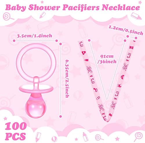 CHENGU 100 Pcs Baby Shower Pacifiers Necklace Bulk,Pink - Image 3