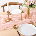 Peach Cheesecloth Table Runner Fall Wedding Birthday Party Decor 6 Pack - Image 3