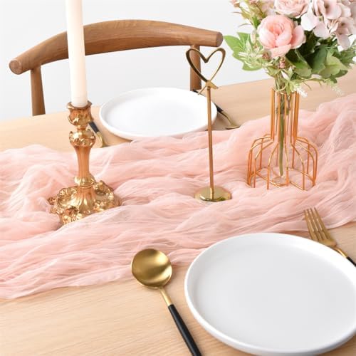 Peach Cheesecloth Table Runner Fall Wedding Birthday Party Decor 6 Pack - Image 3