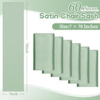 fani 60 PCS Satin Chair Sashes, 7x78 Inch, Sage Green - Image 2