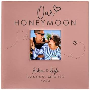 Personalized Honeymoon Photo Album Small Leatherette 4x6 Holds 100 Photos Travel Memory Book by GiftsForYouNow