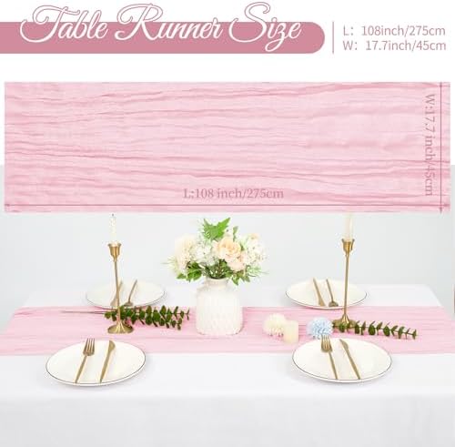 20 Pack Cheesecloth Table Runner 17 x 108 Inch, Light Pink - Image 2