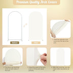 2 Set-7.2FT, 6FT Ivory Arch Backdrop Cover,Spandex Fitted Wedding Arch Stand Covers Round Top Chiara Arch Backdrop Stands Cover for Birthday Party Banquet Photo Background Decoration - Image 7