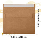 SATINIOR 300 Pieces Invitation Envelopes V Flap,A9,Kraft - Image 2