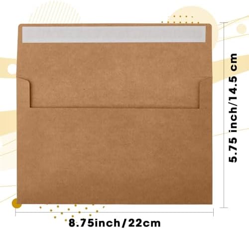 SATINIOR 300 Pieces Invitation Envelopes V Flap,A9,Kraft - Image 2