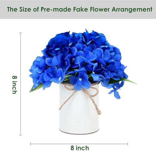 Royal Blue Flower Table Centerpieces, Set of 6, Rose & Hydrangea - Image 5