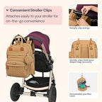 BabbleRoo Diaper Bag Backpack - Baby Essentials Travel Tote - Multi function Water Resistant Diaper Bag, Travel Essentials Baby Bag with Changing Pad, Stroller Straps & Pacifier Case - Unisex, Beige - Image 6