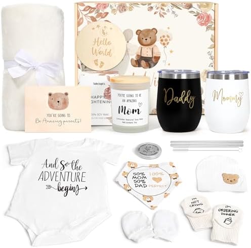New Mom Gifts for Women, Luxury Pregnancy Gift for New Parents Gender Reveal Gifts Baby Gift Sets w/Mom and Dad Tumbler Newborn Essentials for First Time Moms, Expecting Parents to Be, Baby Shower… by SuhctuptxAccompanyUInLife