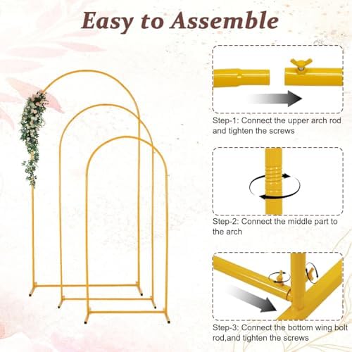 3PCS Arch Backdrop Stand 7.2/6.6/5.9FT Wedding Arches Balloon Arch Stand - Image 7