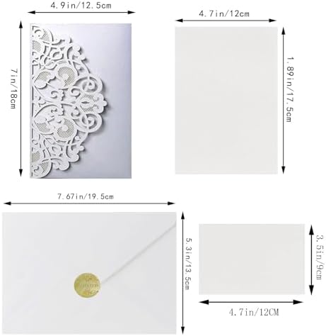 50PCS 3D Lace Flower Laser Cut Wedding Invitation Cards with Envelope Blank Inner Sheet Hollow Out Flower Shape Invitations for Wedding Quinceanera Birthday Shower Engagement Party 08 - Image 2