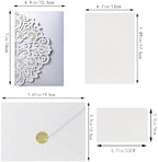 50PCS 3D Lace Flower Laser Cut Wedding Invitation Cards with Envelope Blank Inner Sheet Hollow Out Flower Shape Invitations for Wedding Quinceanera Birthday Shower Engagement Party 13 - Image 2