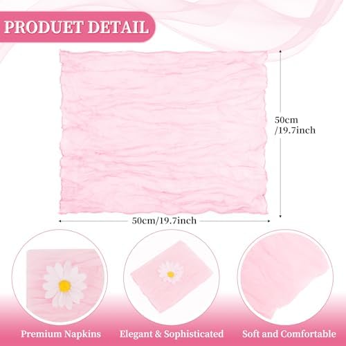 fani 100 Pack Gauze Cheesecloth Napkins, 20 x 20 in, Light Pink - Image 2